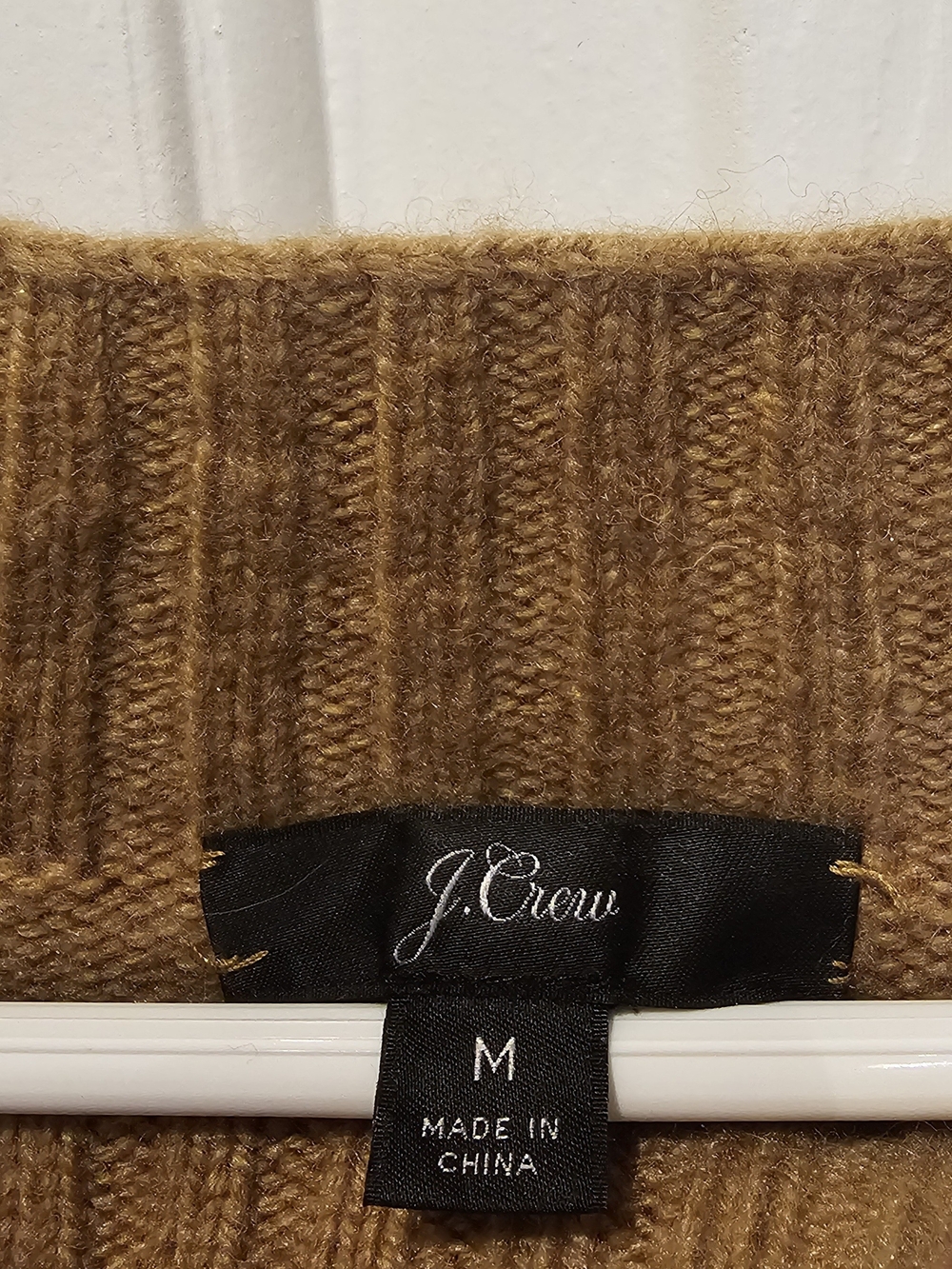 Womens J. Crew Camel Crewneck Sweater With Rhinestone Buttons - Picture 3 of 5